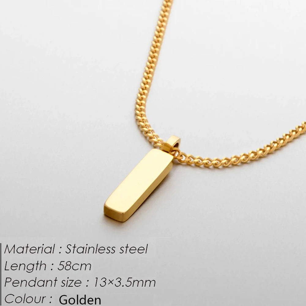 Minimalist Bar Pendant Necklace – Stainless Steel