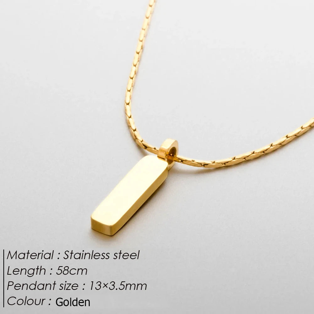 Minimalist Bar Pendant Necklace – Stainless Steel