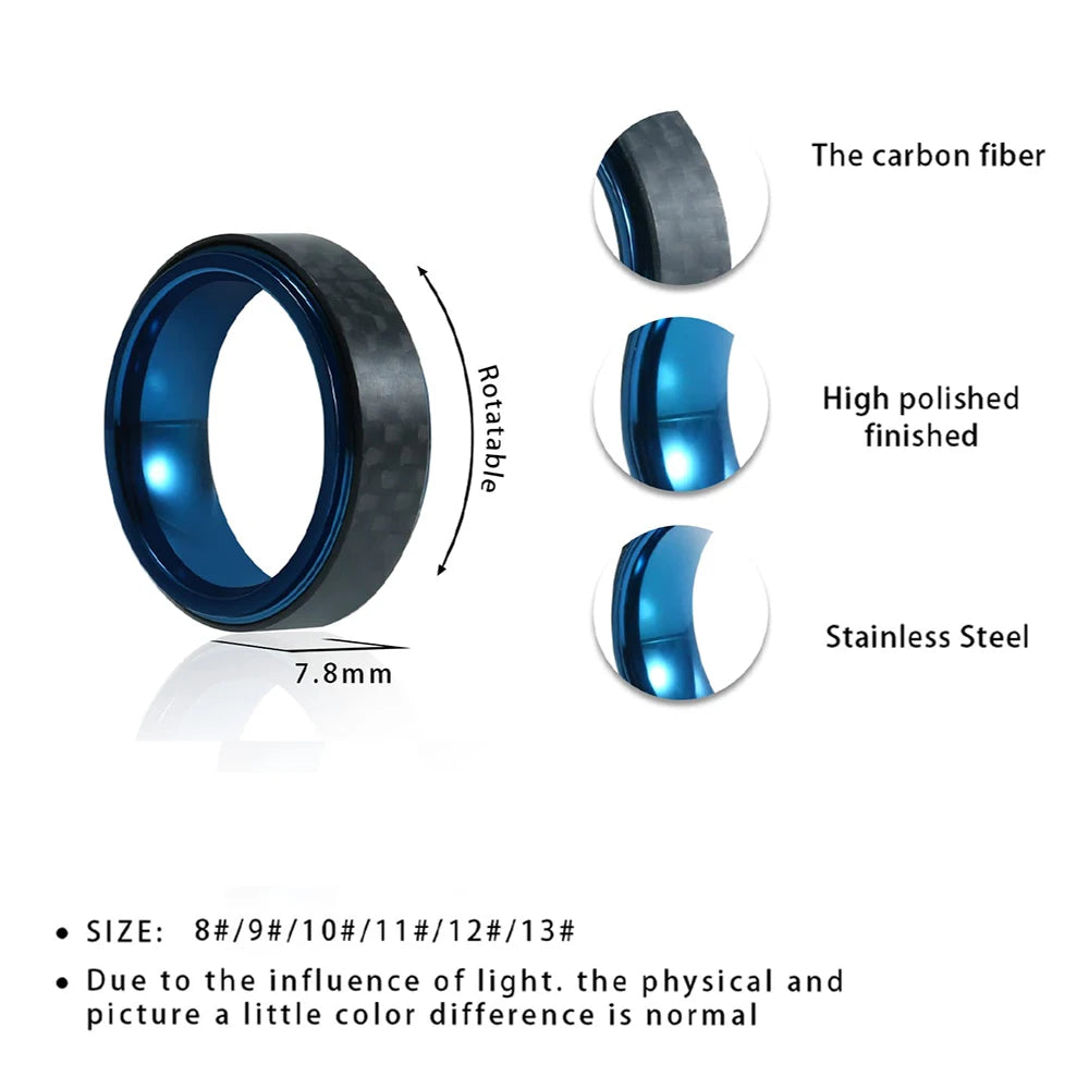 Black Carbon Fiber Spinner Ring – 8mm