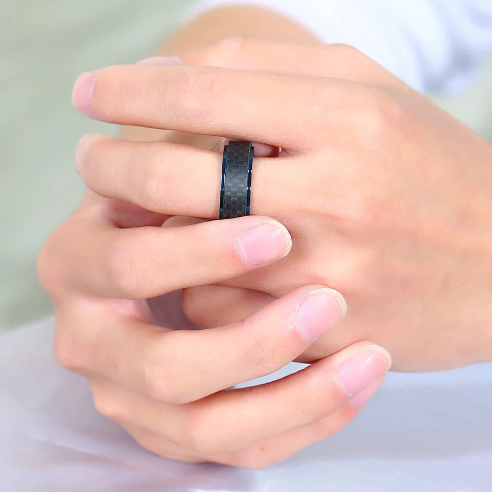 Black Carbon Fiber Spinner Ring – 8mm