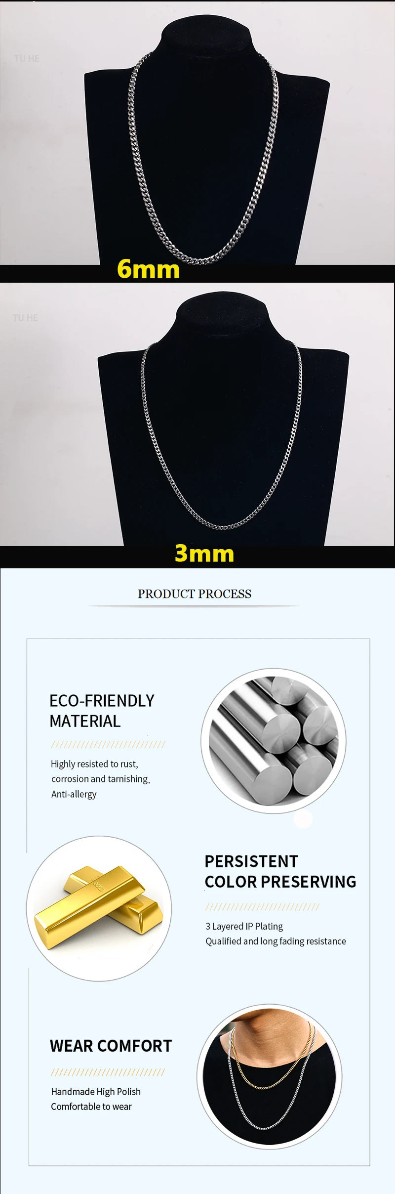 Stainless Steel Cuban Chain Necklace