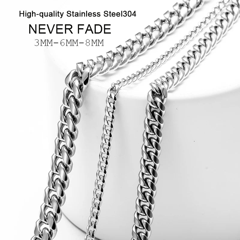 Stainless Steel Cuban Chain Necklace