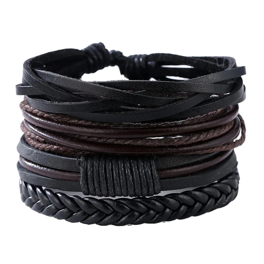 Vintage Faux Leather Bracelet – Adjustable Men's Wristband