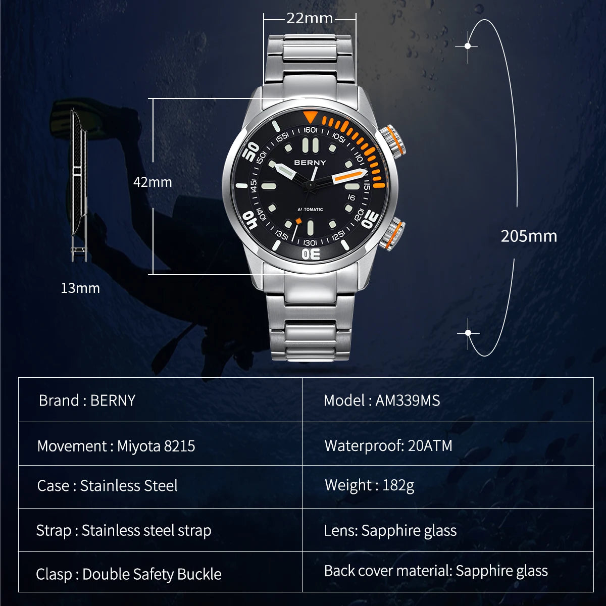 BERNY AM339M Mechanical Diver Watch
