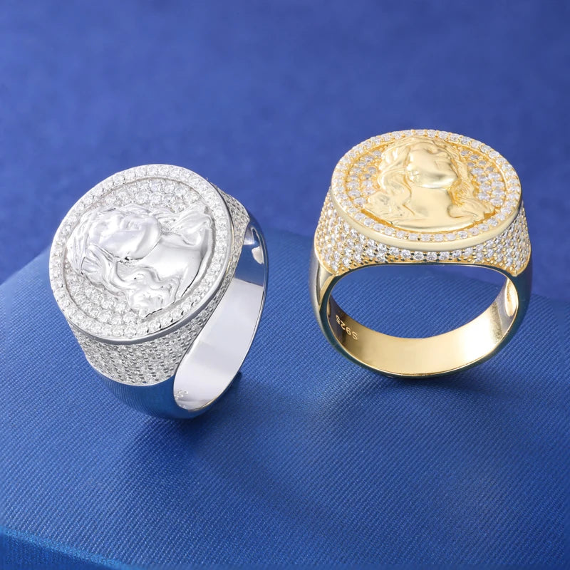 925 Sterling Silver Moissanite Jesus Ring
