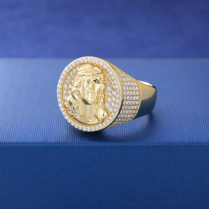 925 Sterling Silver Moissanite Jesus Ring