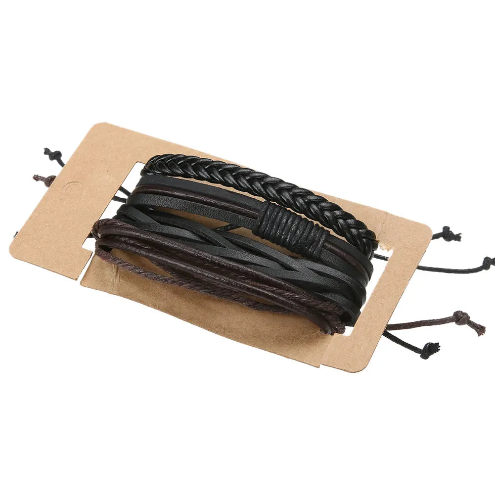 Vintage Faux Leather Bracelet – Adjustable Men's Wristband