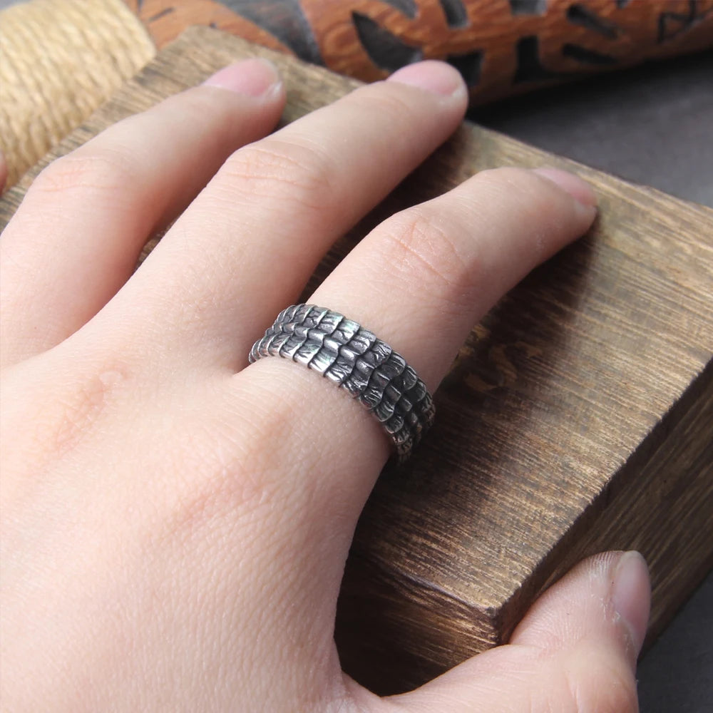 Viking Style Stainless Steel Huge Ouroboros Snake Ring