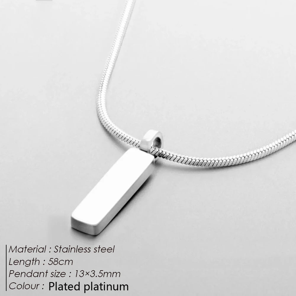 Minimalist Bar Pendant Necklace – Stainless Steel
