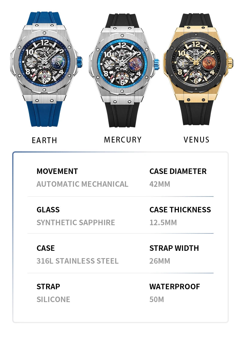 Welly Merck WM137M Skeleton Mechanical Watch