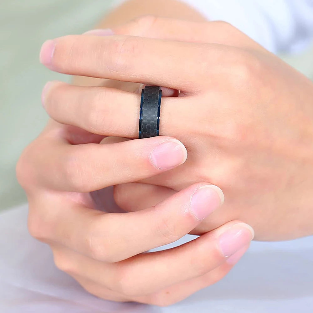 Black Carbon Fiber Spinner Ring – 8mm