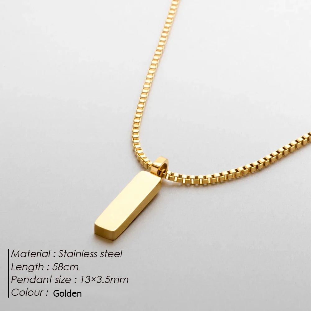 Minimalist Bar Pendant Necklace – Stainless Steel