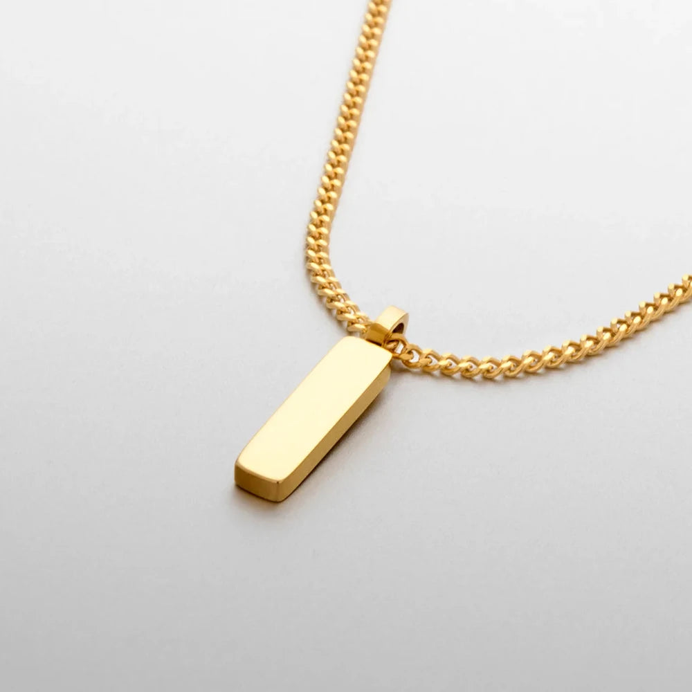 Minimalist Bar Pendant Necklace – Stainless Steel
