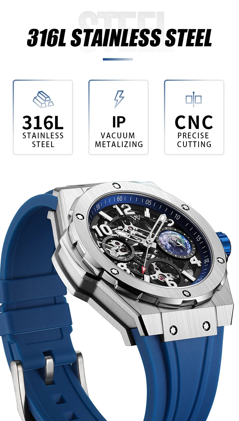 Welly Merck WM137M Skeleton Mechanical Watch
