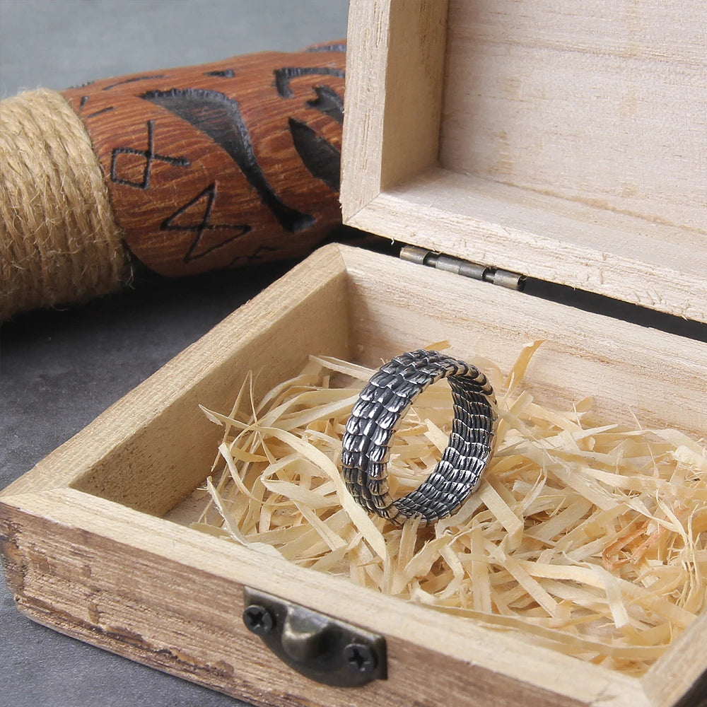 Viking Style Stainless Steel Huge Ouroboros Snake Ring
