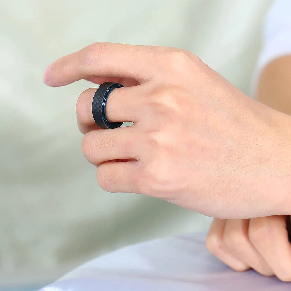 Black Carbon Fiber Spinner Ring – 8mm