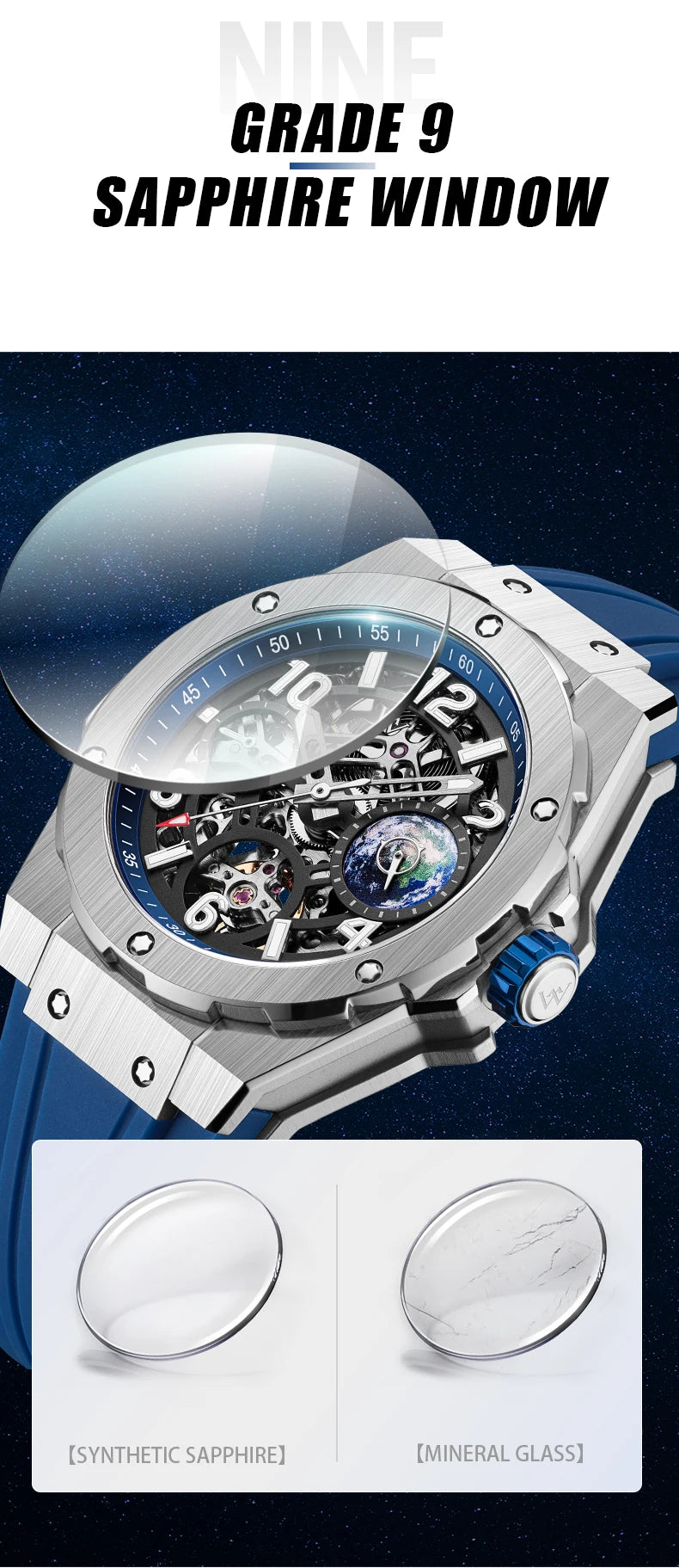 Welly Merck WM137M Skeleton Mechanical Watch
