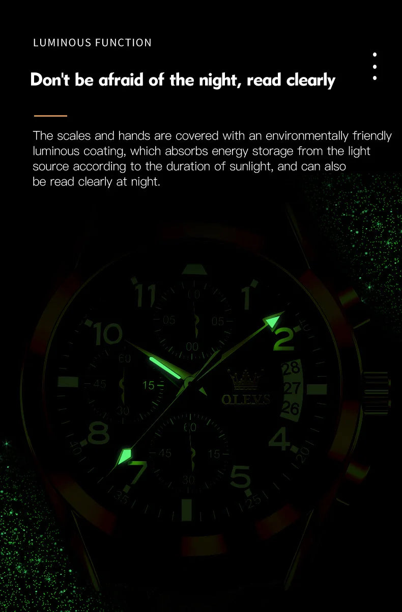 OLEVS 2878 Leather Chronograph Watch