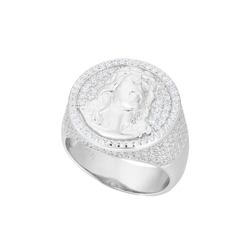 925 Sterling Silver Moissanite Jesus Ring