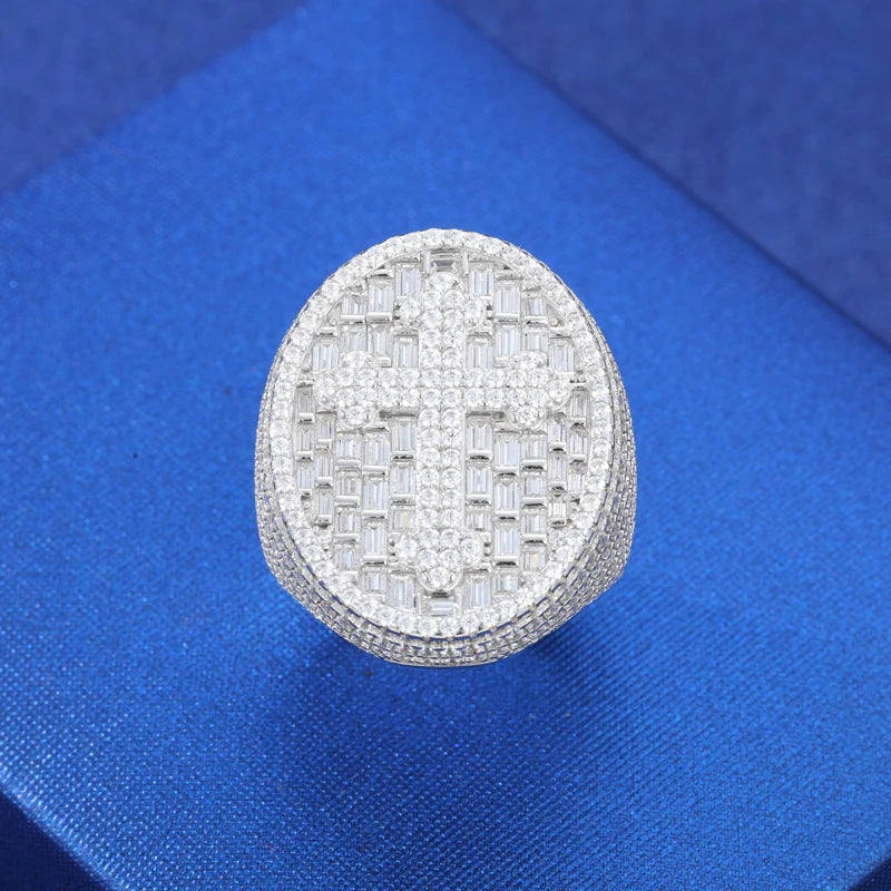 925 Sterling Silver Moissanite Jesus Ring