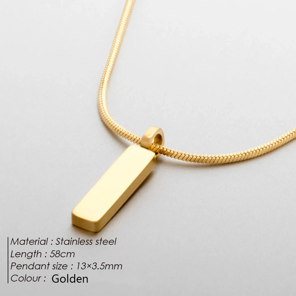 Minimalist Bar Pendant Necklace – Stainless Steel