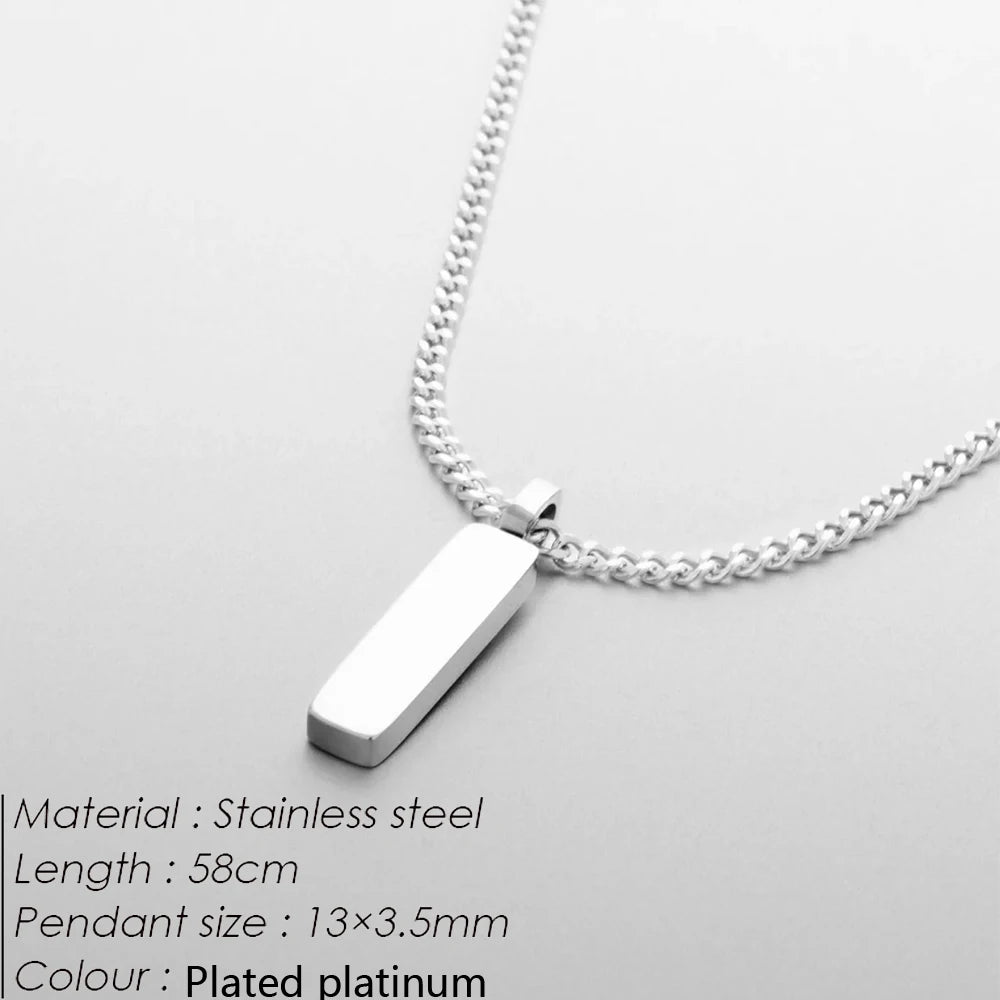 Minimalist Bar Pendant Necklace – Stainless Steel