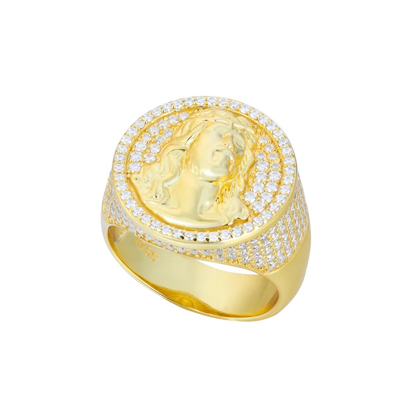 925 Sterling Silver Moissanite Jesus Ring